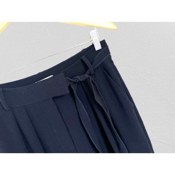 Rebecca Taylor Wide-Leg High-Waisted Pleated Pants With Belt Tie Detail Size 6 - Picture 2 of 10